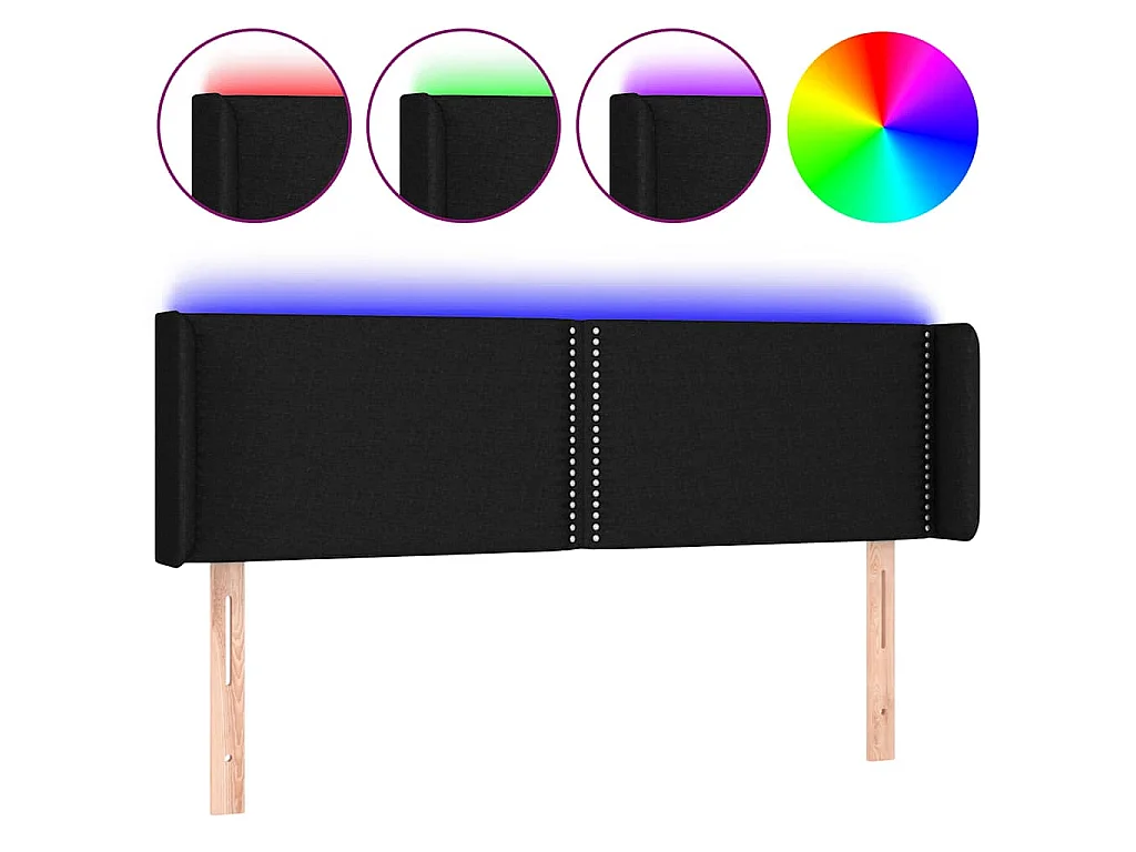 Hoofdbord LED 147x16x78/88 cm stof zwart