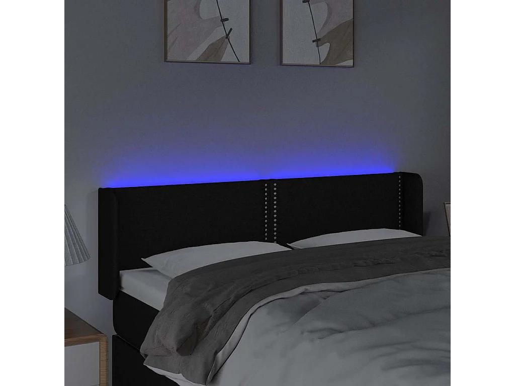 Hoofdbord LED 147x16x78/88 cm stof zwart