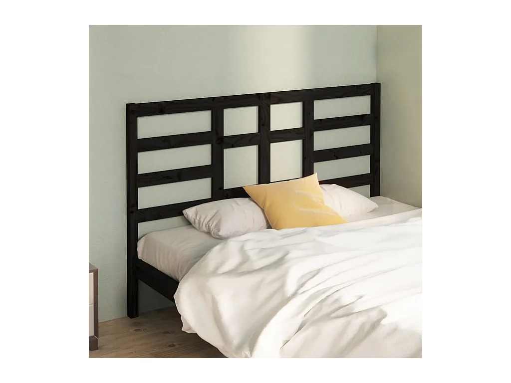 Tête de lit Noir 126x4x104 cm Bois massif de pin