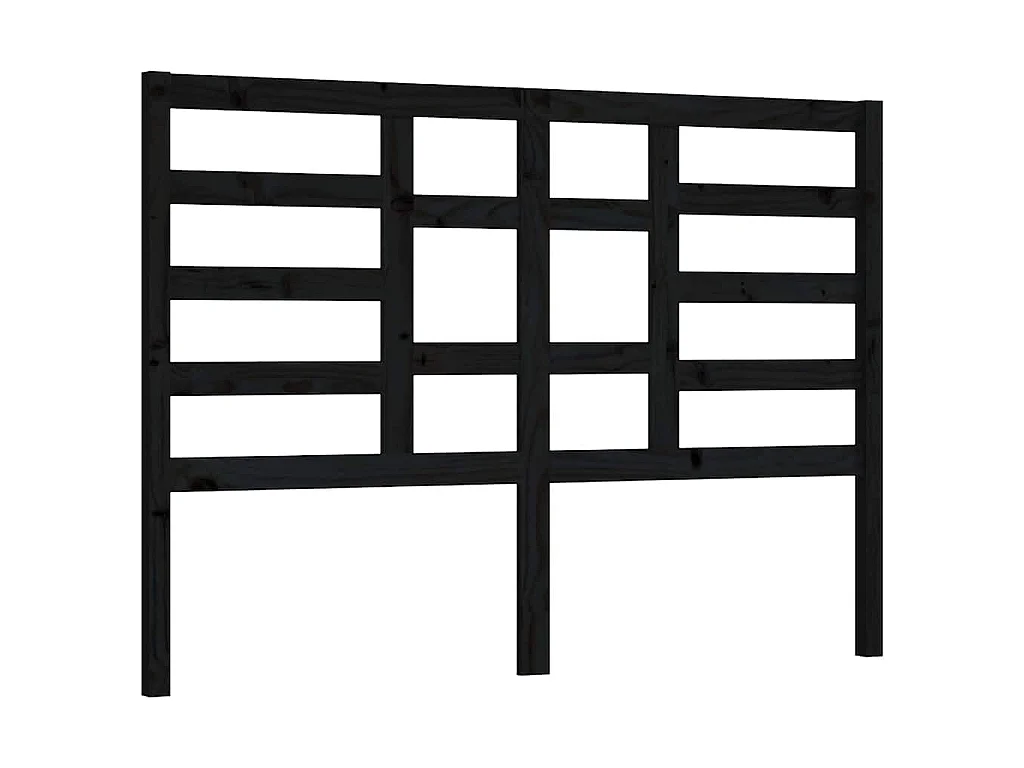 Tête de lit Noir 126x4x104 cm Bois massif de pin