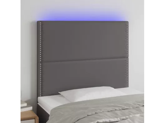 Kauf Unique LED Kopfteil Grau 90x5x118/128 cm Kunstleder