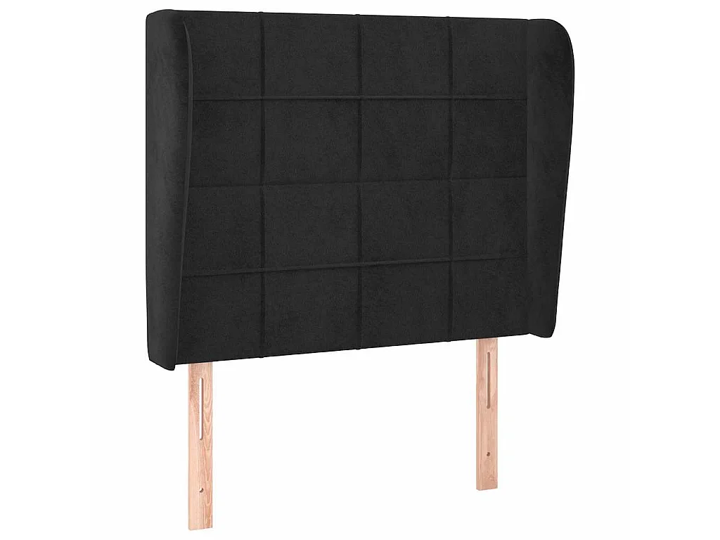 Hoofdbord met randen 93x23x118/128 cm fluweel zwart