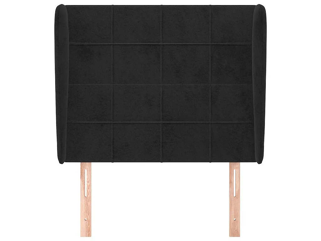 Hoofdbord met randen 93x23x118/128 cm fluweel zwart