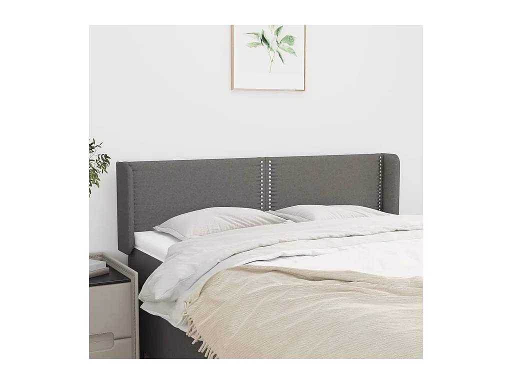 Tête de lit avec oreilles Gris foncé 147x16x78/88 cm Tissu