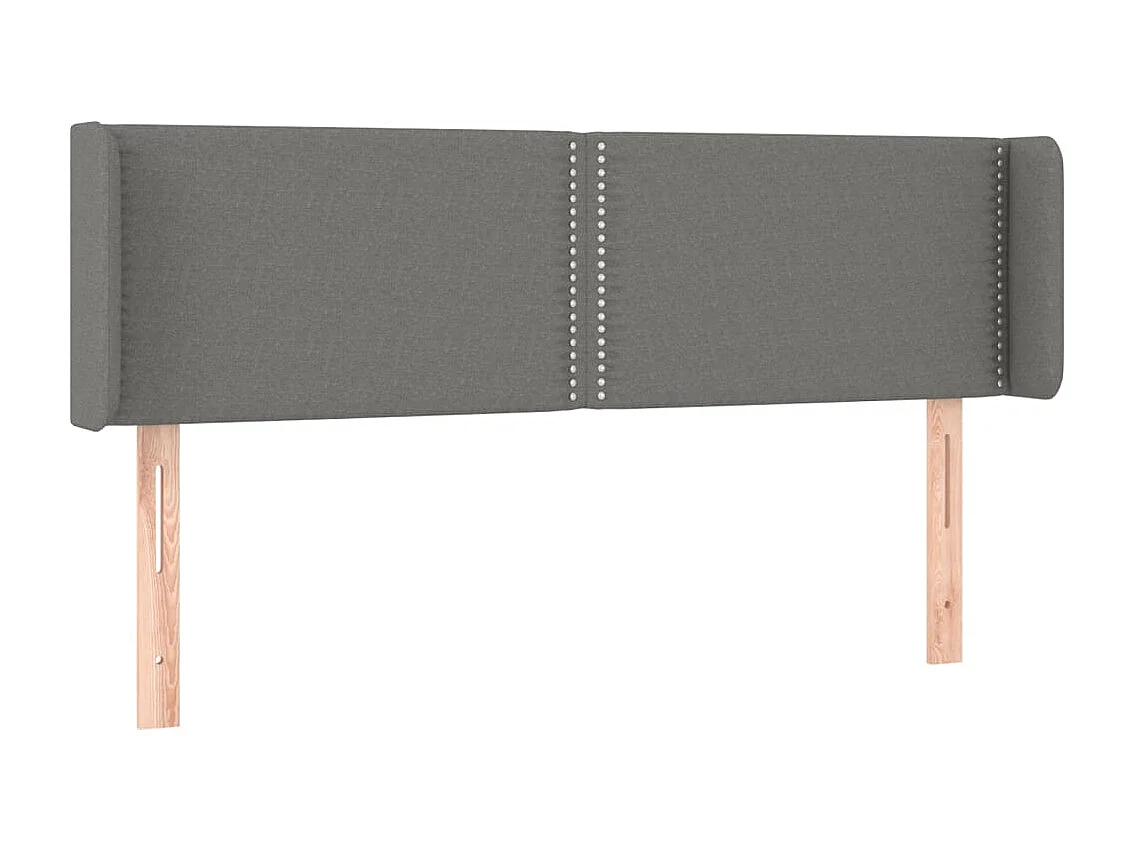 Cabeceira de cama c/ abas tecido 147x16x78/88cm cinzento-escuro