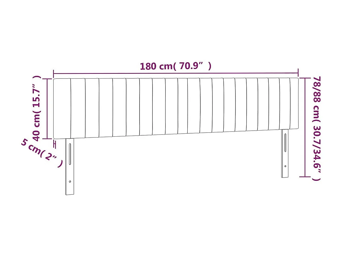 Testiera a LED Grigio Scuro 180x5x78/88 cm in Velluto