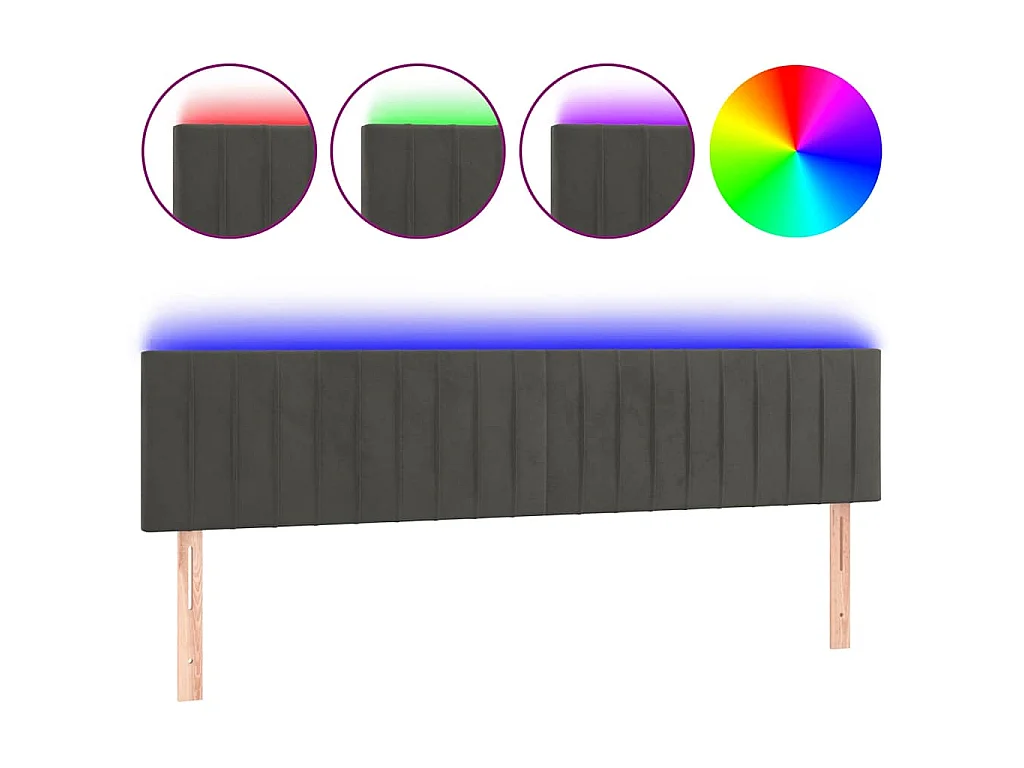 Testiera a LED Grigio Scuro 180x5x78/88 cm in Velluto