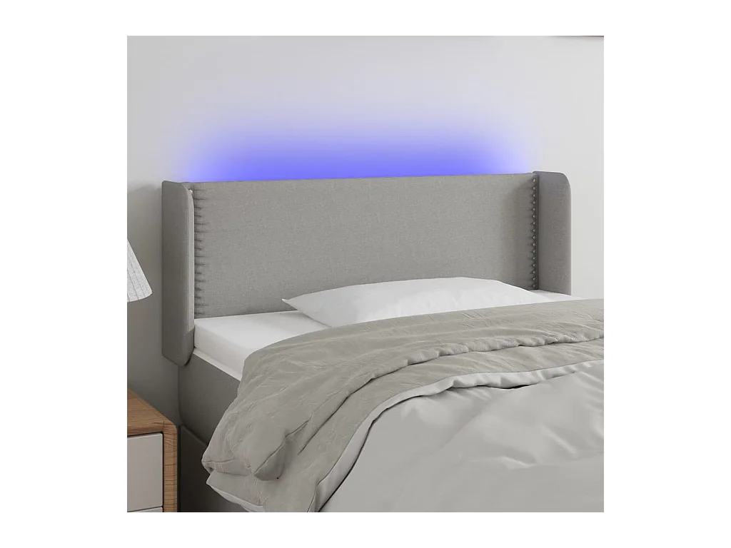 Testiera Grigio Chiaro a LED 103x16x78/88 cm in Tessuto