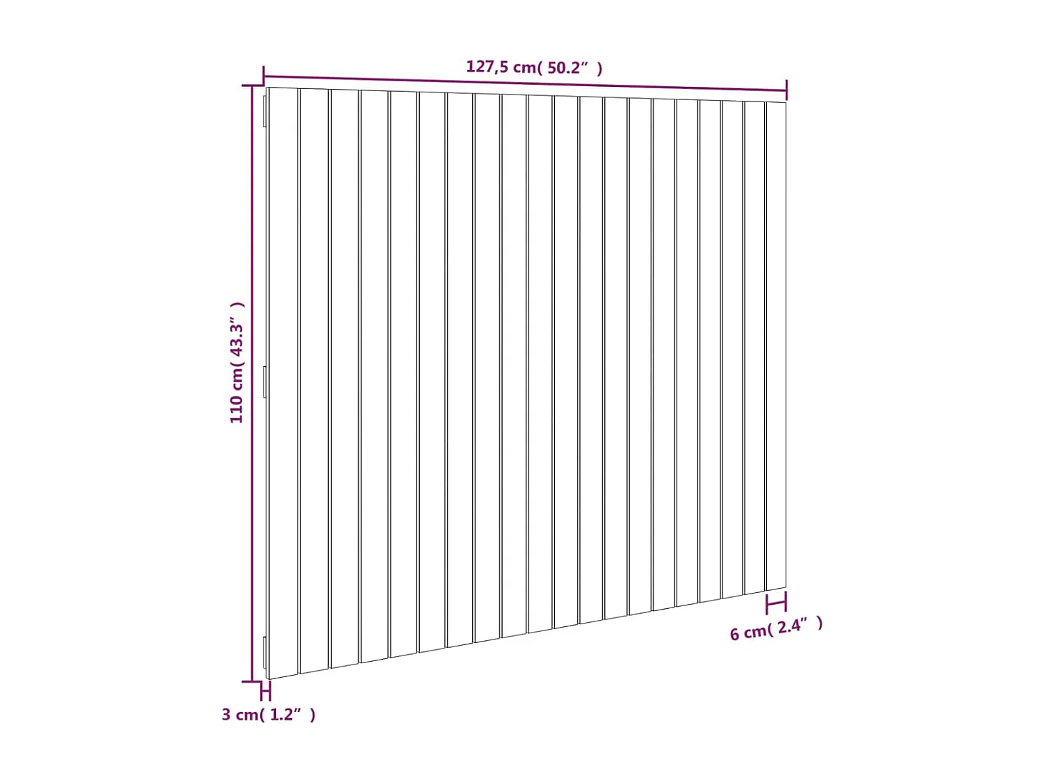 Tête de lit murale Blanc 127,5x3x110 cm Bois massif de pin