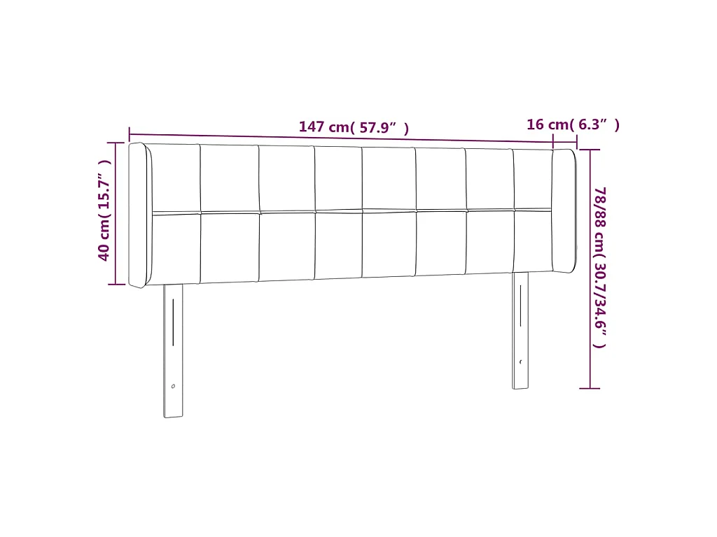 Tête de lit à LED Gris clair 147x16x78/88 cm Tissu