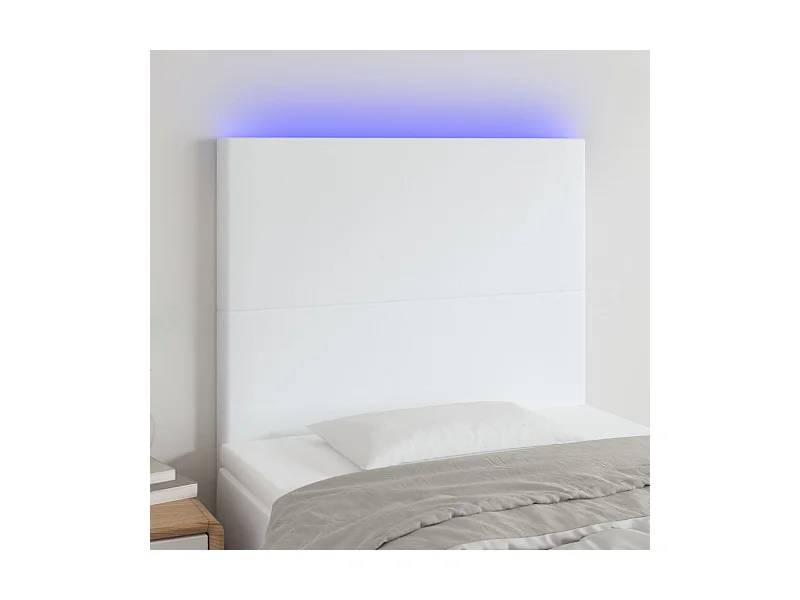 Hoofdbord LED 80x5x118/128 cm kunstleer wit