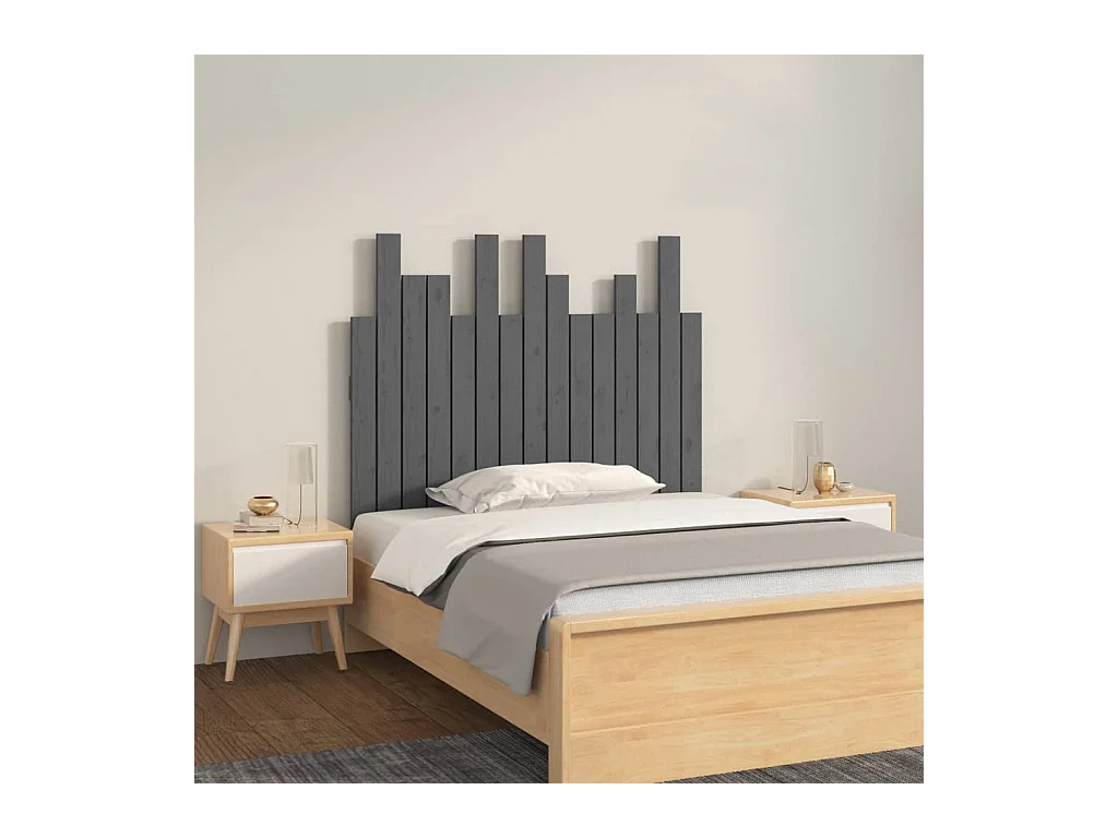 Tête de lit murale Gris 95,5x3x80 cm Bois massif de pin