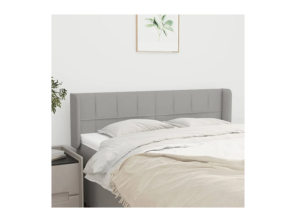 Tête de lit avec oreilles Gris clair 147x16x78/88 cm Tissu