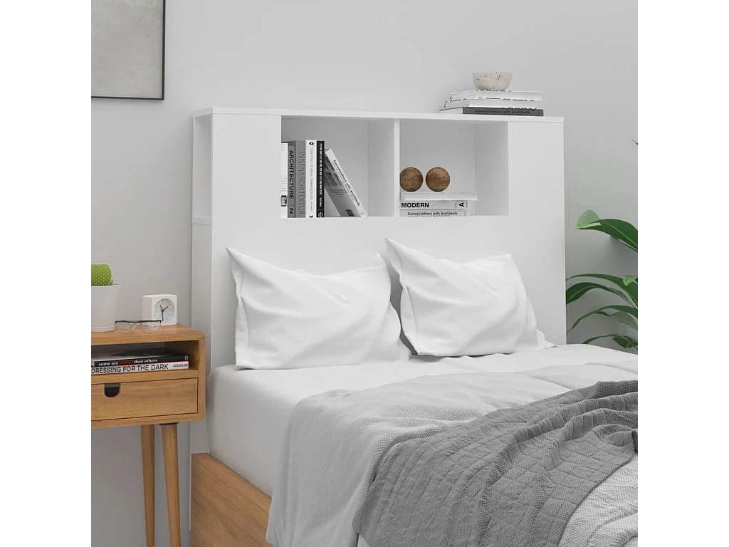 Armoire à tête de lit Blanc 100x18,5x102,5 cm