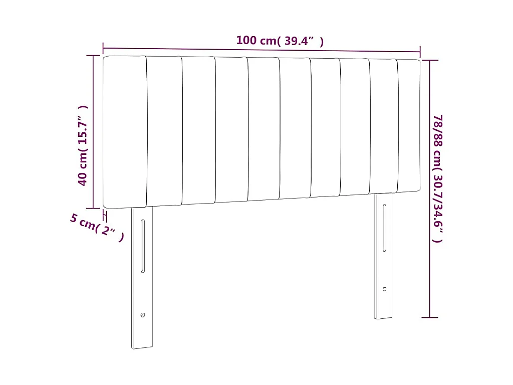 Cabeceira de cama tecido 100x5x78/88 cm preto