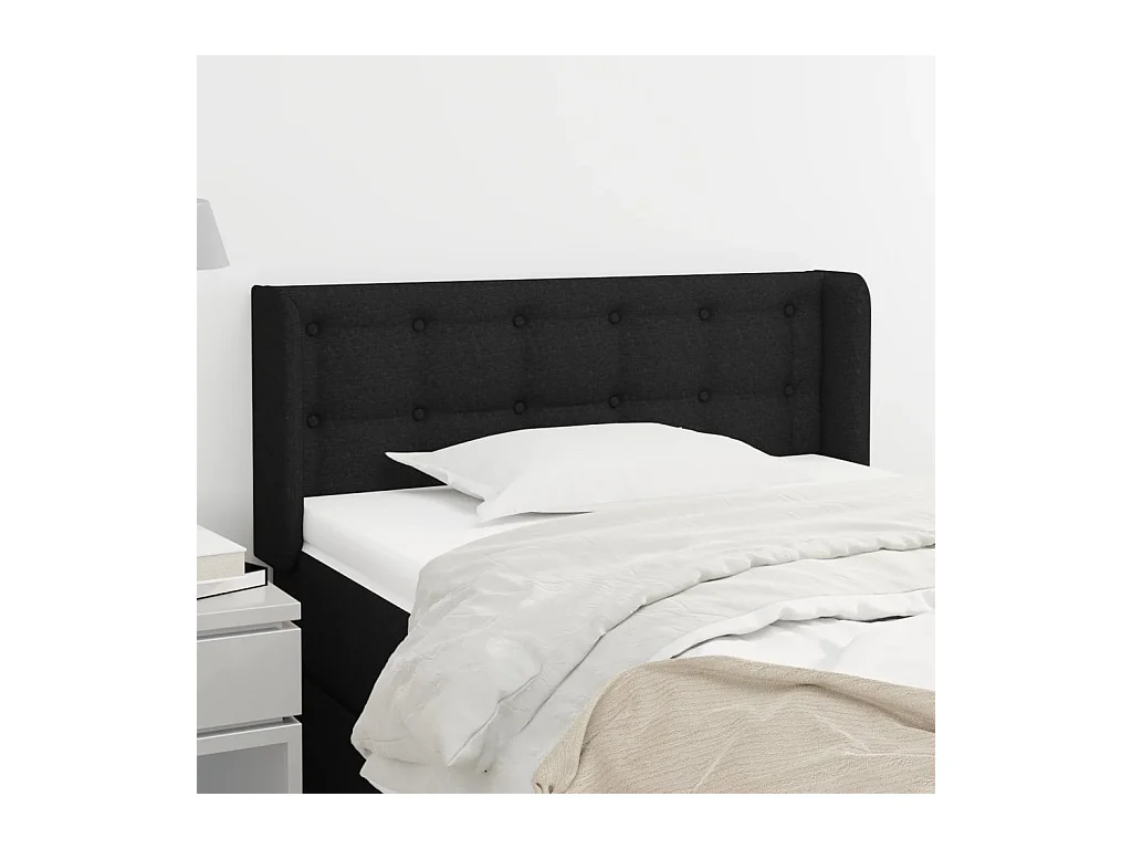 Tête de lit avec oreilles Noir 83x16x78/88 cm Tissu