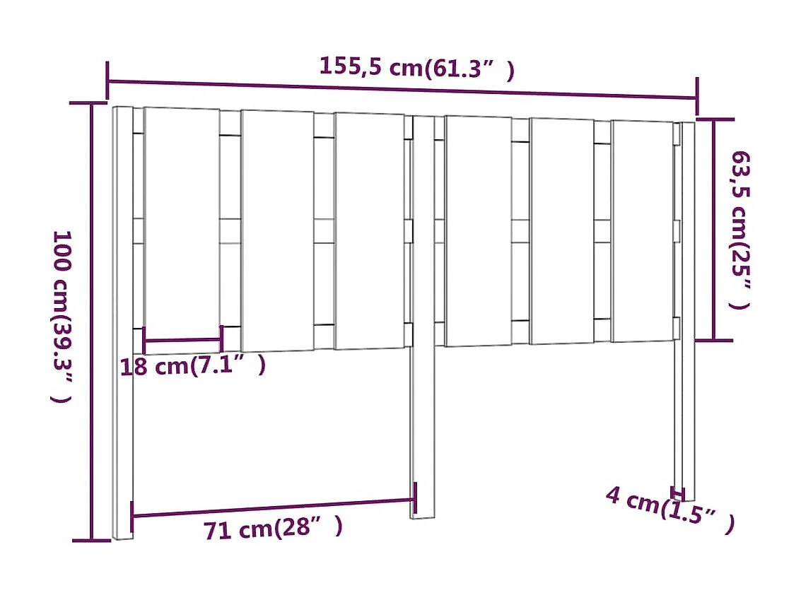 Cabeceira de cama 155,5x4x100 cm pinho maciço