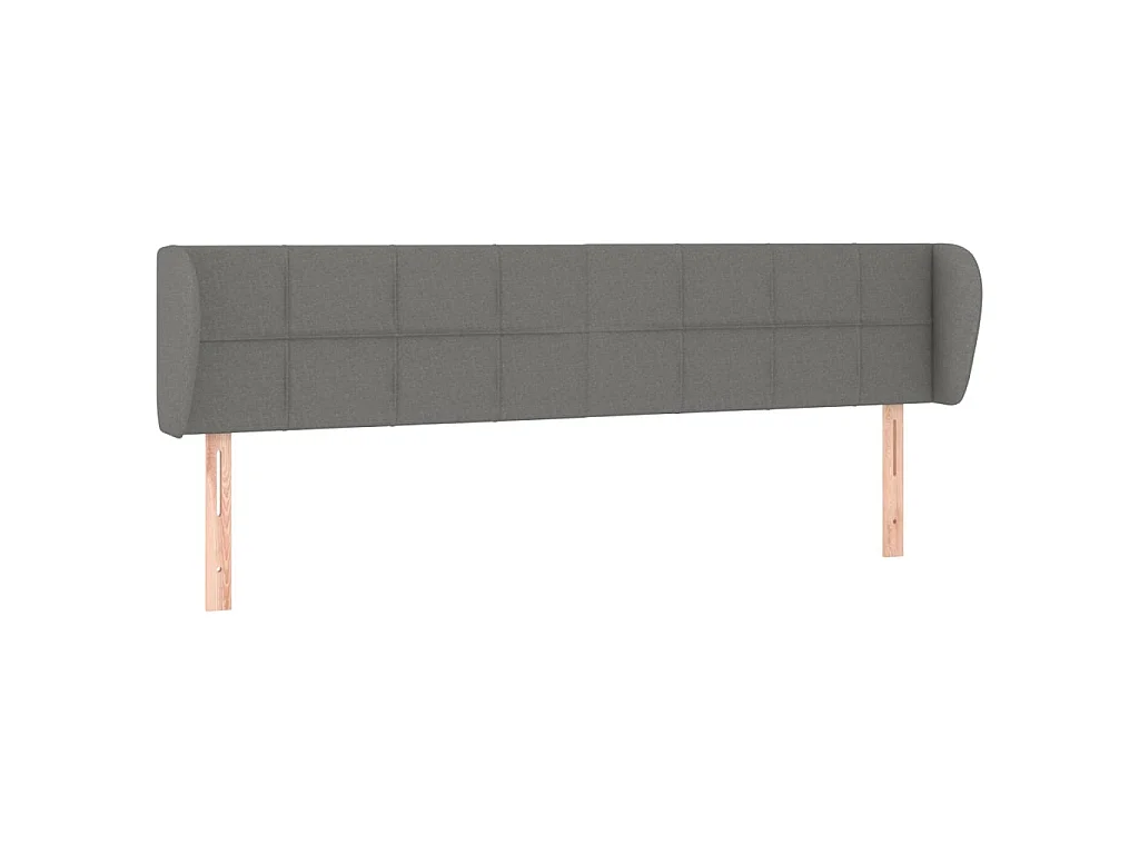 Cabeceira de cama c/ abas tecido 183x23x78/88cm cinzento-escuro