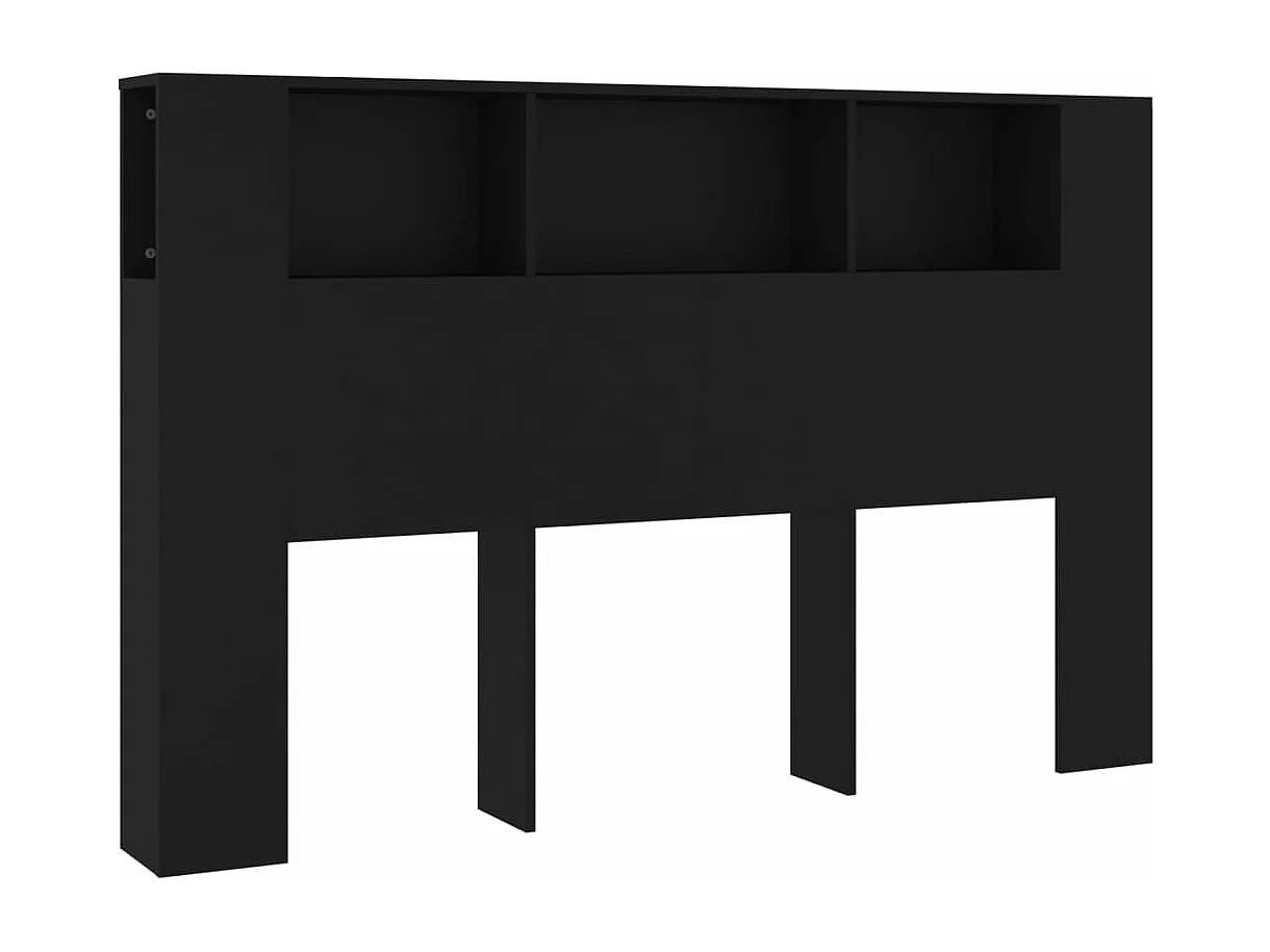 Kopfteil mit Ablagen Schwarz 160x18,5x104,5 cm