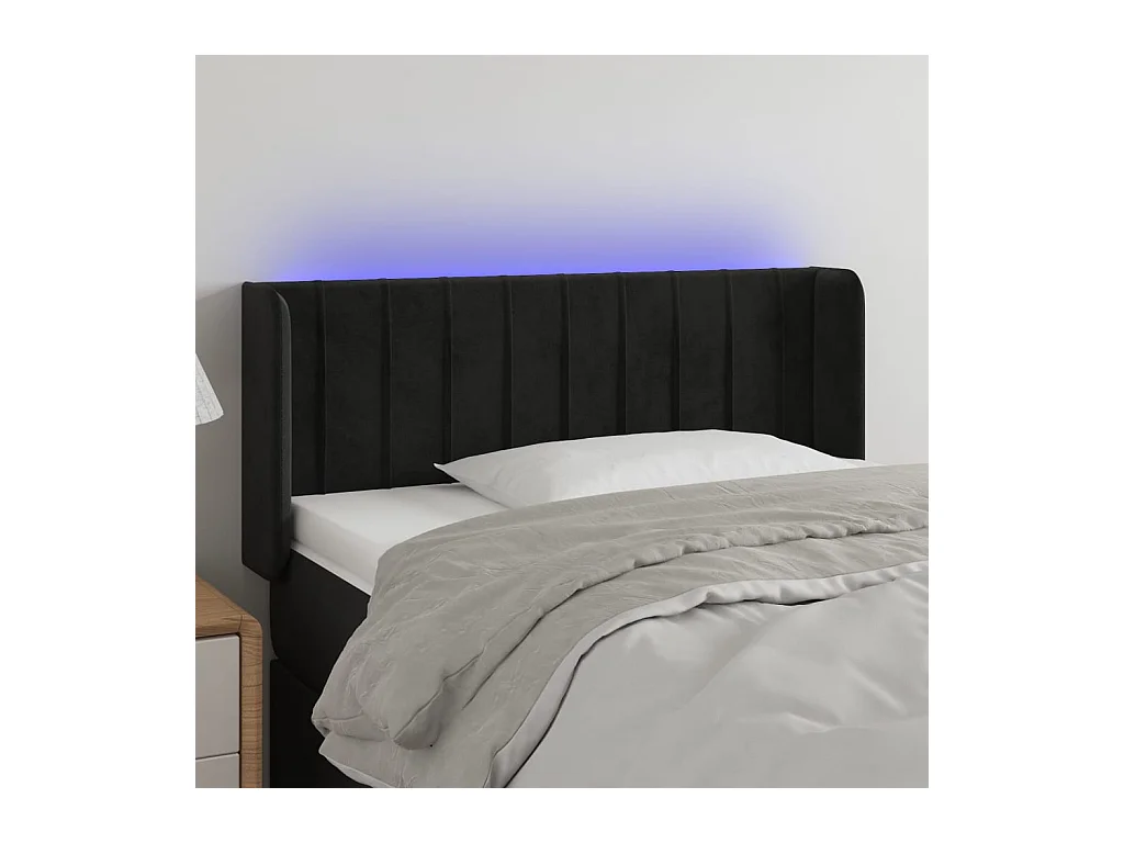 Testiera a LED Nera 83x16x78/88 cm in Velluto