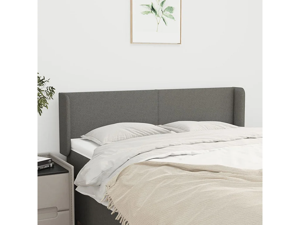 Tête de lit avec oreilles Gris foncé 147x16x78/88 cm Tissu