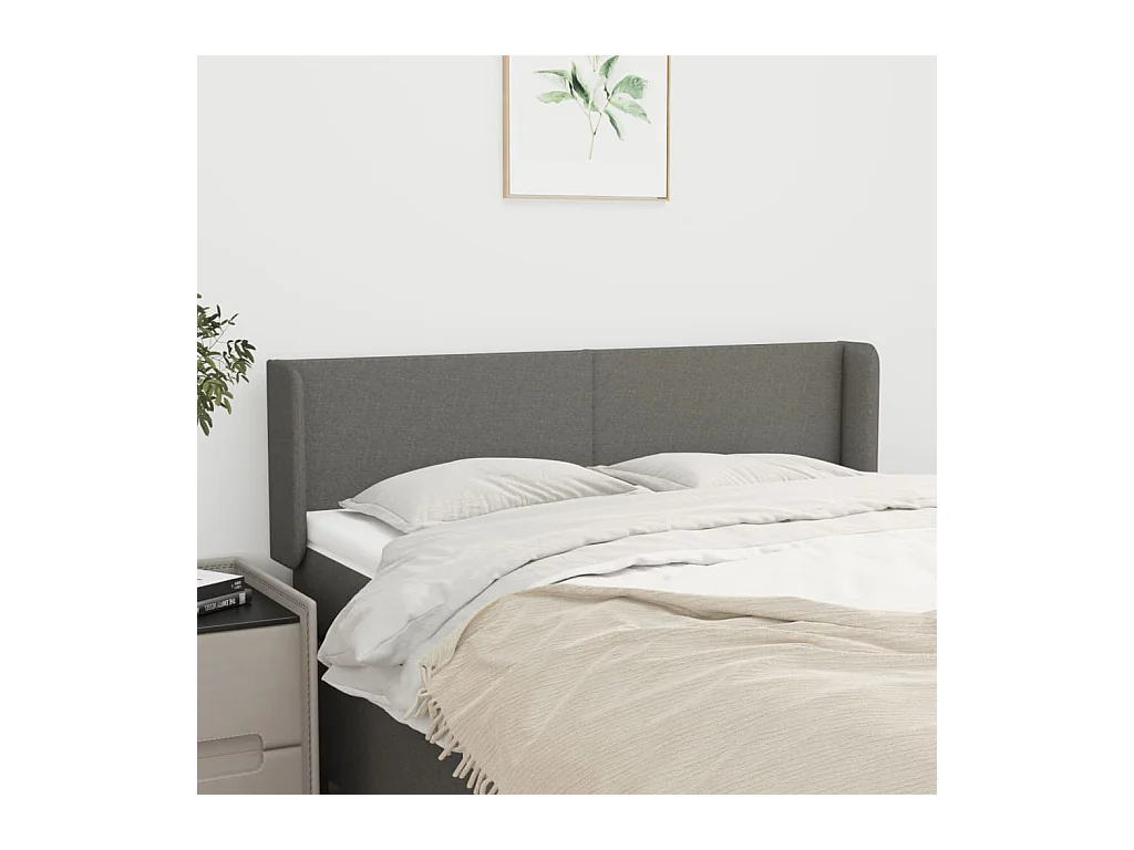 Testiera ad Orecchio Grigio Scuro 147x16x78/88 cm in Tessuto