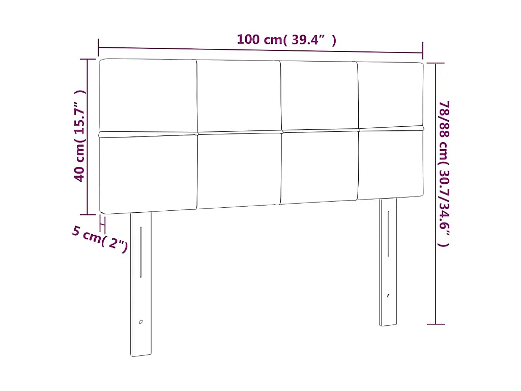 Hoofdbord 100x5x78/88 cm stof zwart
