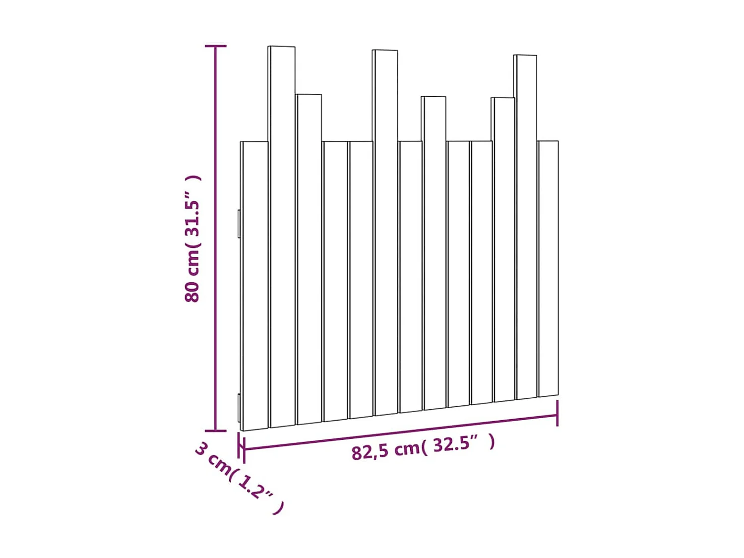 Wand-Kopfteil Weiß 82,5x3x80 cm Massivholz Kiefer