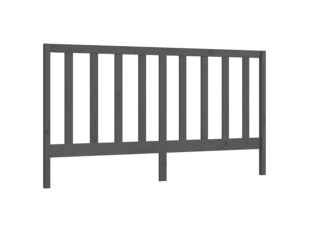 Hoofdbord 206x4x100 cm massief grenenhout grijs