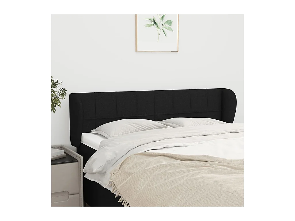 Tête de lit avec oreilles Noir 147x23x78/88 cm Tissu