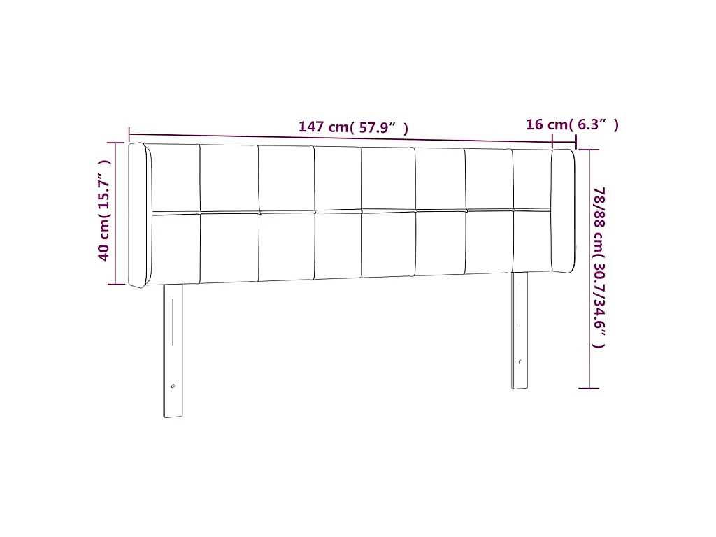 Testiera ad Orecchio Grigio Chiaro 147x16x78/88 cm in Velluto