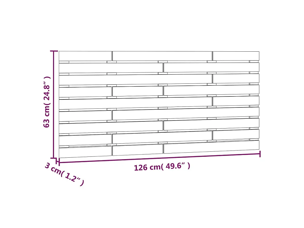 Tête de lit murale Gris 126x3x63 cm Bois massif de pin