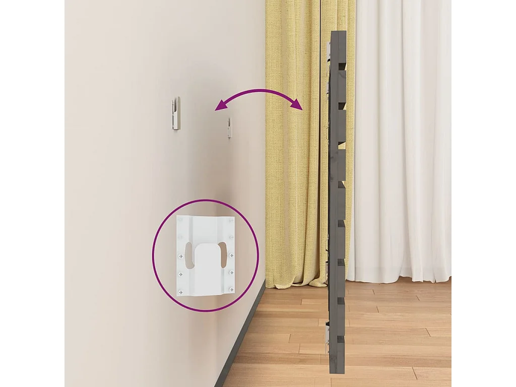 Tête de lit murale Gris 126x3x63 cm Bois massif de pin
