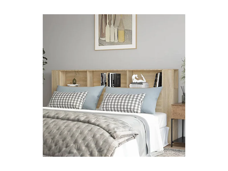 Kopfteil mit Ablagen Sonoma-Eiche 220x18,5x104,5 cm