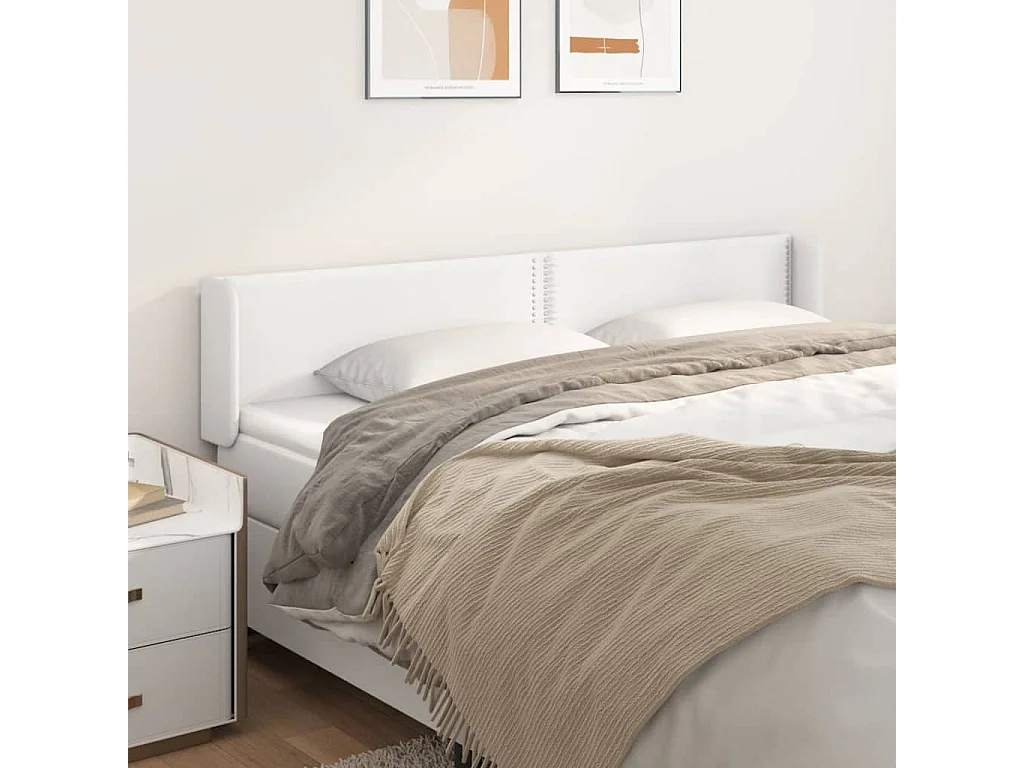 Kopfteil mit Ohren Weiß 203x16x78/88 cm Kunstleder