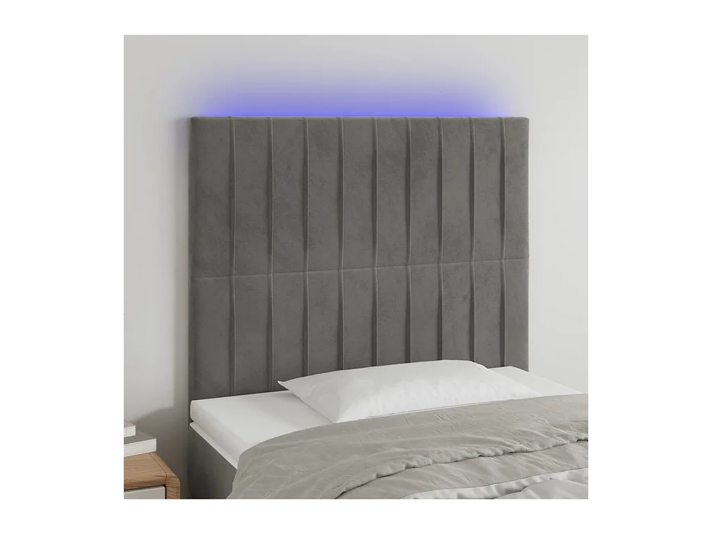 Tête de lit à LED Gris clair 90x5x118/128 cm Velours