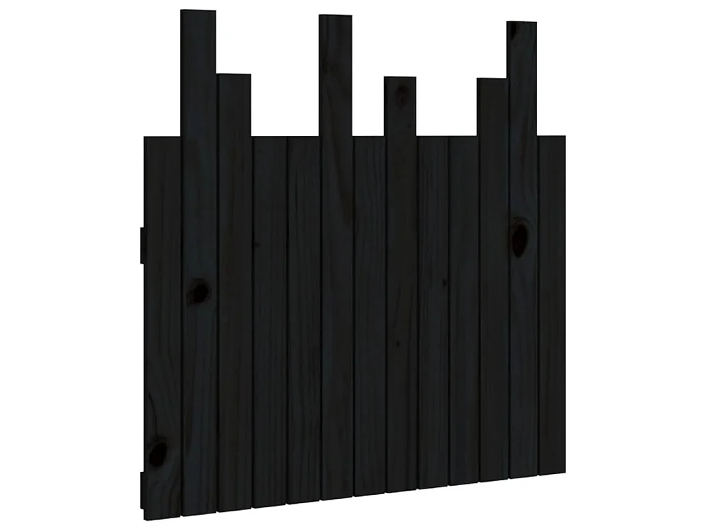 Cabecero de cama pared madera maciza pino negro 82,5x3x80 cm