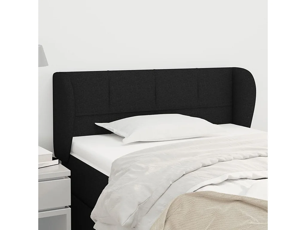 Testiera ad Orecchio Nera 83 x 23 x 78/88 cm in Tessuto