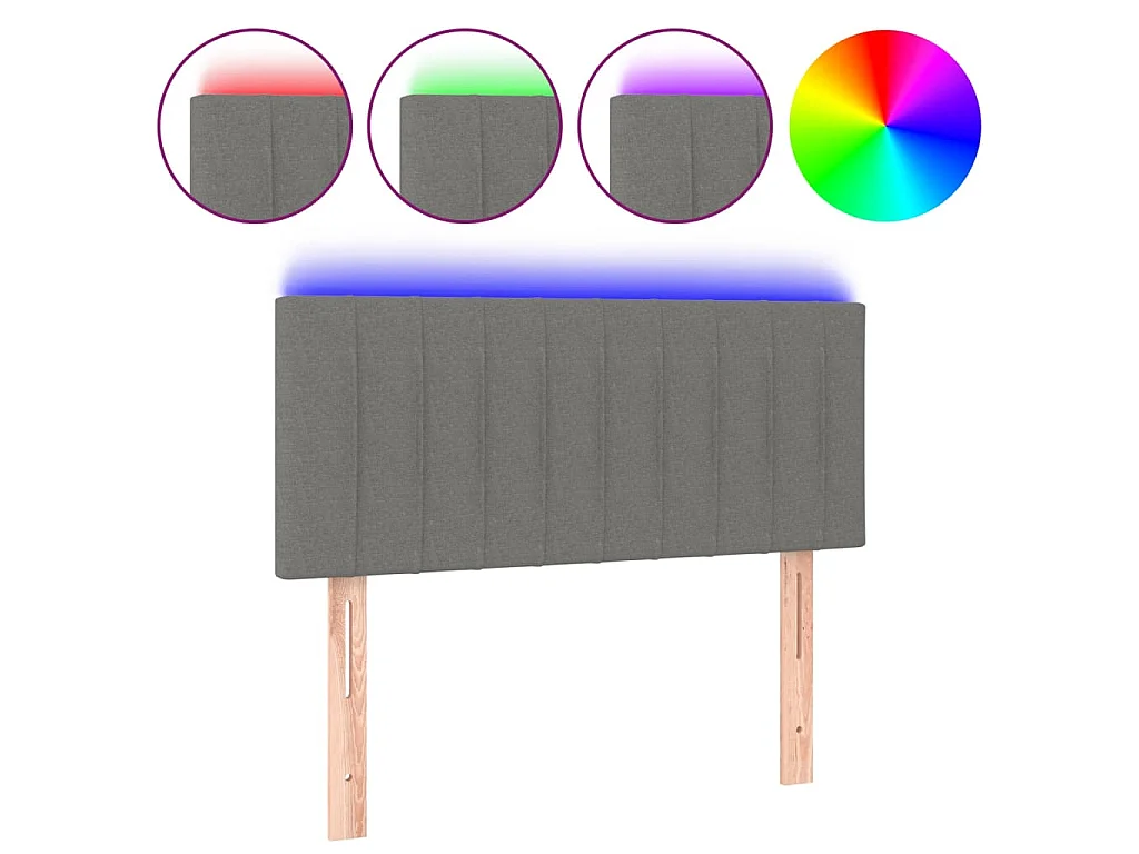 Testiera a LED Grigio Scuro 100x5x78/88 cm in Tessuto