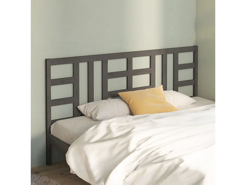 Tête de lit Gris 206x4x100 cm Bois massif de pin