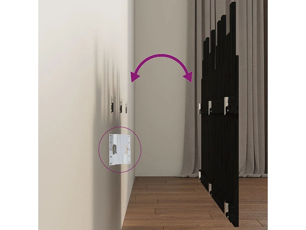 Tête de lit murale Noir 127,5x3x80 cm Bois massif de pin