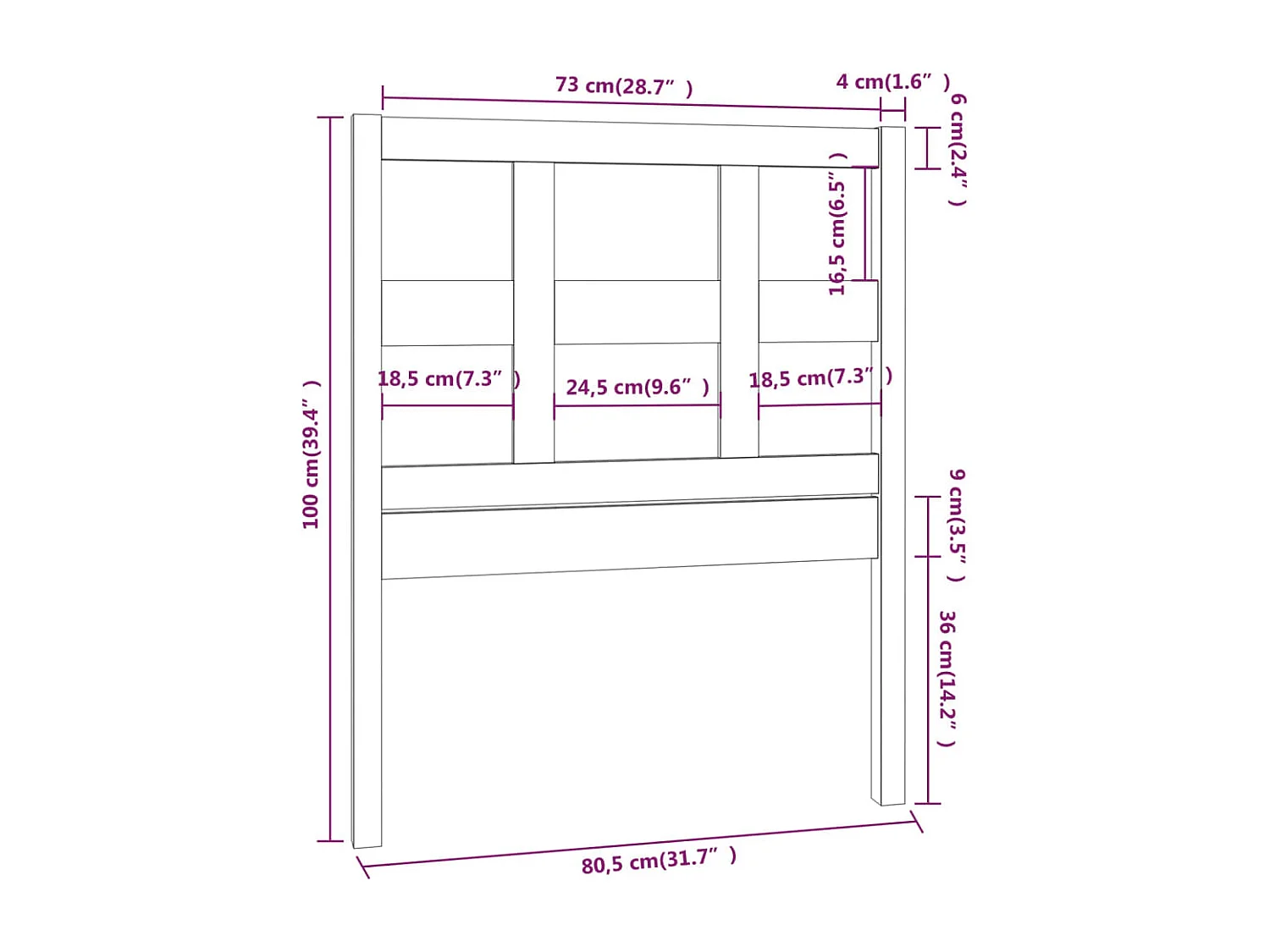 Testiera Letto Grigia 80,5x4x100 cm in Legno Massello di Pino