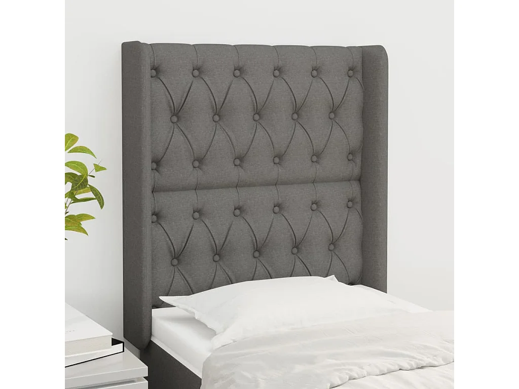 Kopfteil mit Ohren Dunkelgrau 83x16x118/128 cm Stoff