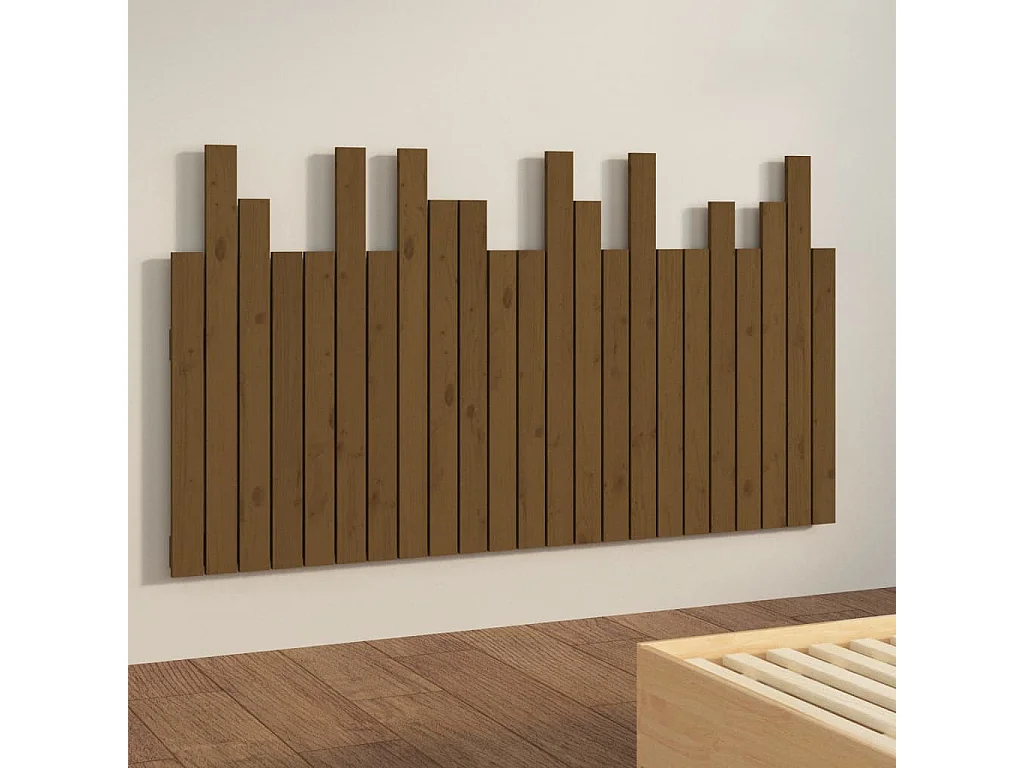 Cabeceira de parede 146,5x3x80 cm pinho maciço castanho-mel
