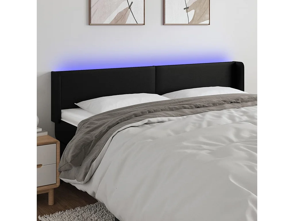 LED Kopfteil Schwarz 163x16x78/88 cm Kunstleder