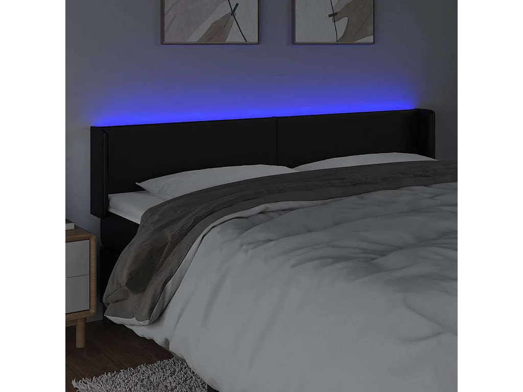 Tête de lit à LED Noir 163x16x78/88 cm Similicuir