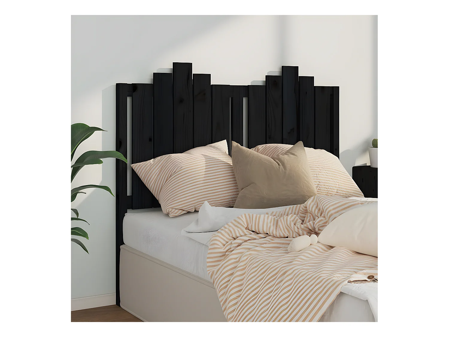 Cabecero de cama madera maciza de pino negro 126x4x110 cm