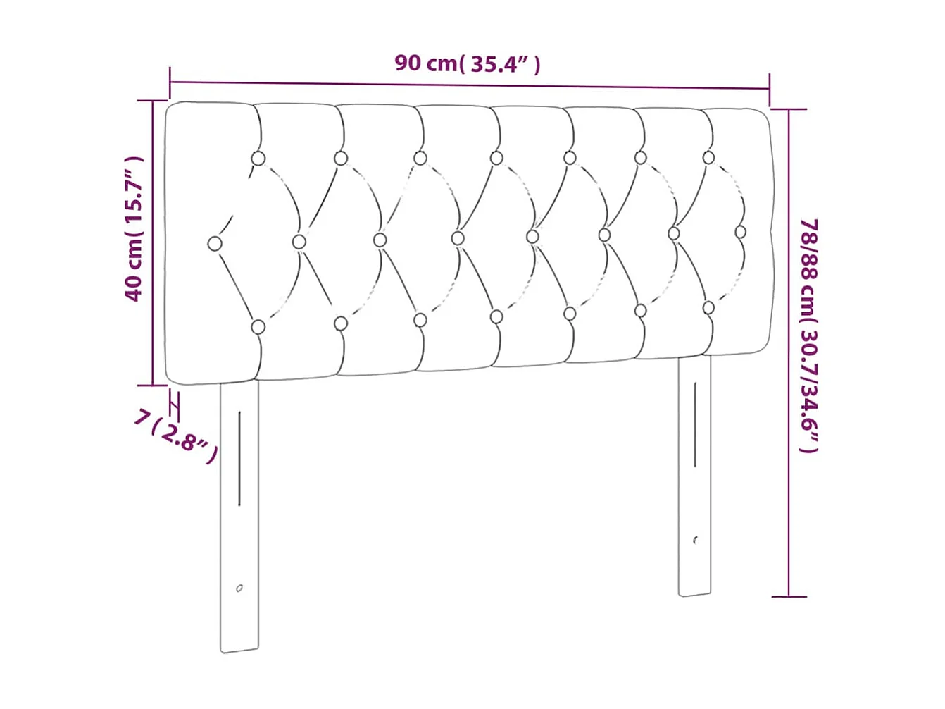 Hoofdbord LED 90x7x78/88 cm stof zwart