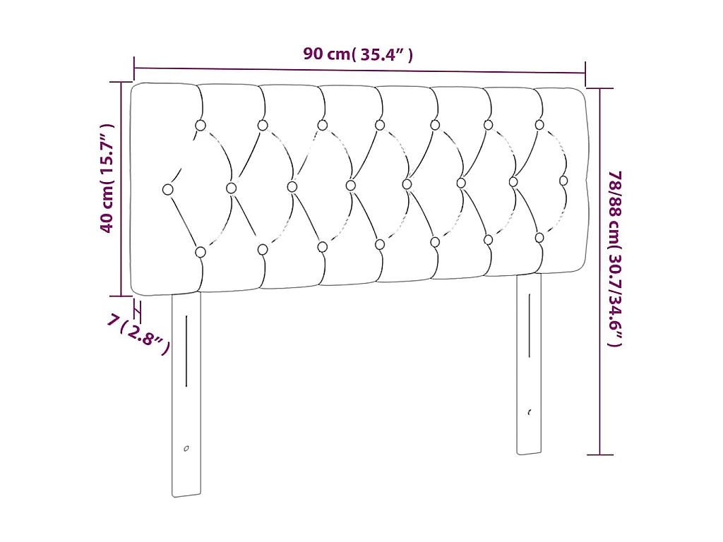 Hoofdbord LED 90x7x78/88 cm stof zwart