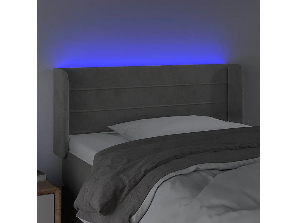 Testiera Grigio Chiaro a LED 93x16x78/88 cm in Velluto